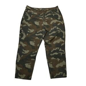 American Eagle Jeans Womens 20 Camouflage Corduroy Mom Jean Super Stretch Green